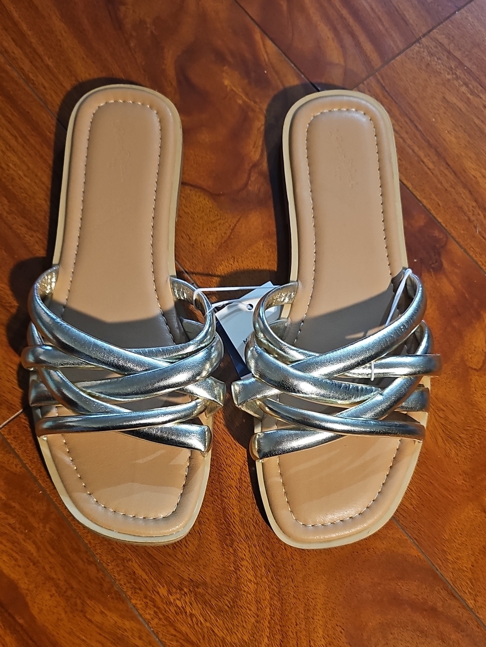 NWT Universal Thread Gold Rian Slide Sandals Sz 10